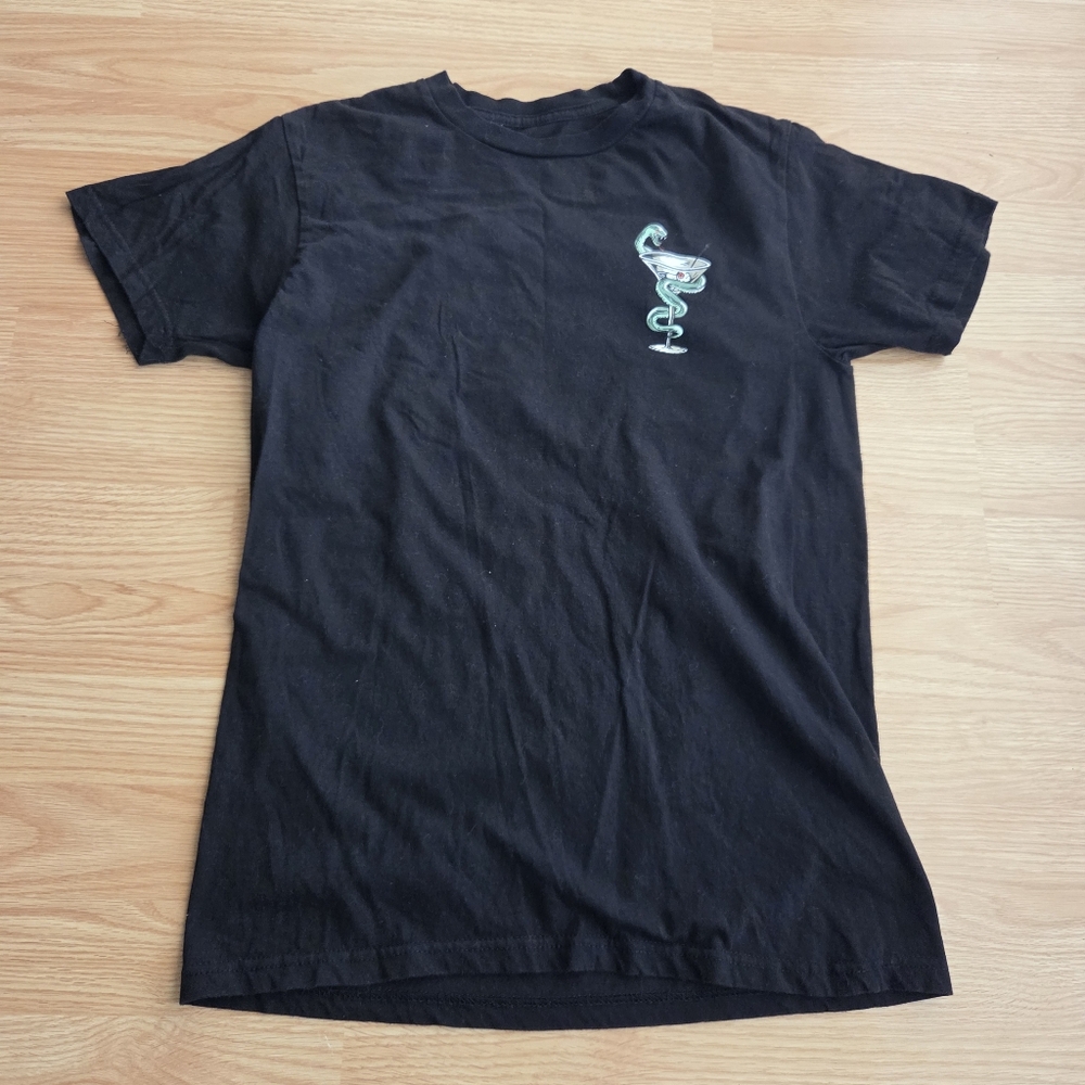 FRANCHISE Black Tee with Green Serpent Design